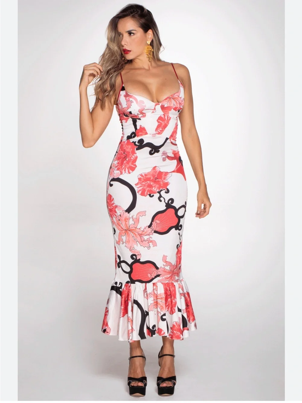 Just Cavalli by Roberto Cavalli Silk Abstract Mermaid Midi Dress Size 44 - Picture 13 of 14